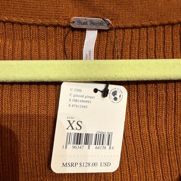 Free People Glazed Ginger Floyd Wrap Top Sz XS NWT - Picture 5 of 12